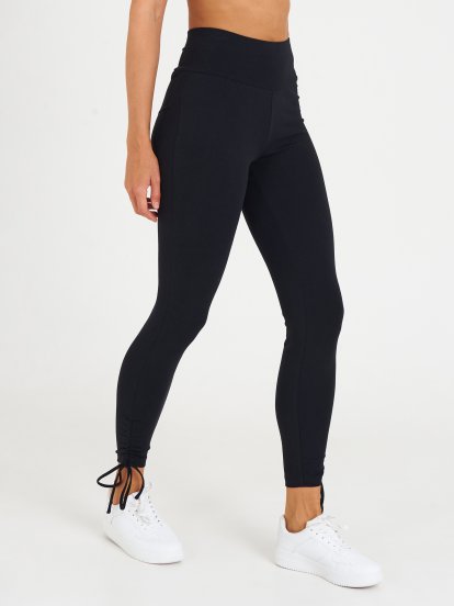 Cotton leggings with lacing