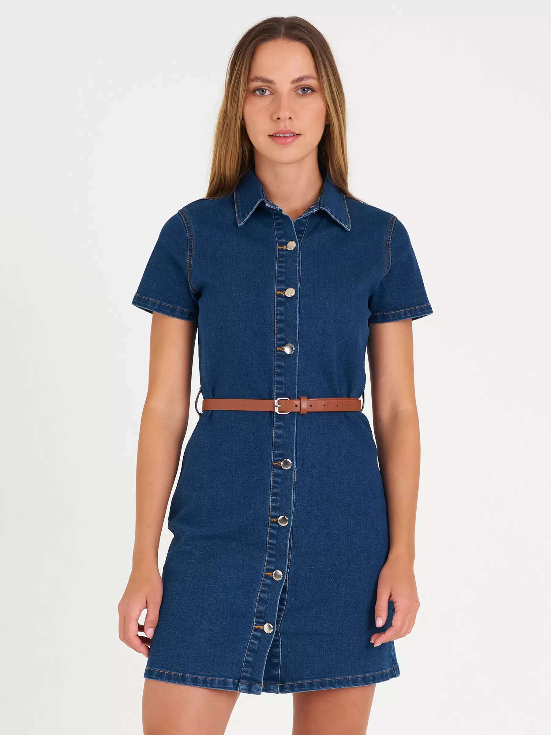 womens denim dress with belt Denim dress with belt