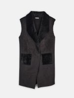 Plus size longline pile lined vest