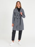 Double breasted wool blend robe coat