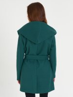 Kabát s kapucí a páskem dámský