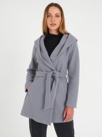 Kabát s kapucňou a opaskom dámsky