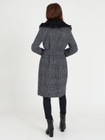 Károvaný kabát s odnímateľnou umelou kožušinou dámsky
