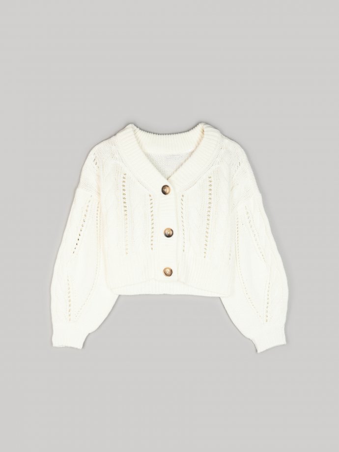 Cable knit cropped cardigan