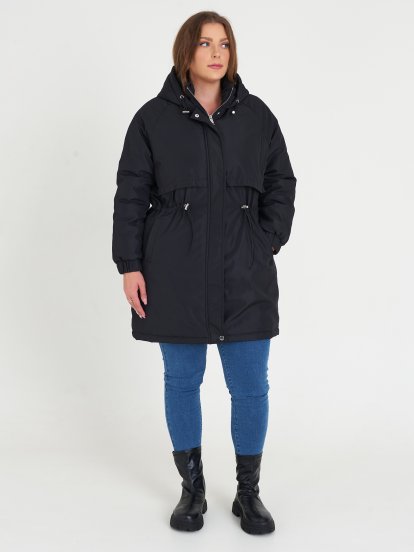 Plus size light padded parka with hood