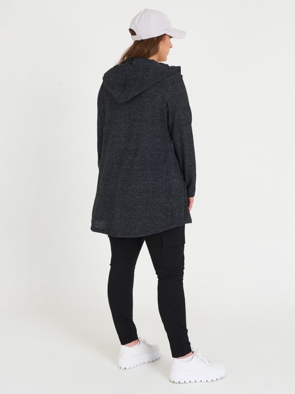Plus size longline knitted hoodie
