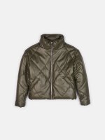 Faux leather quilted padded jacket