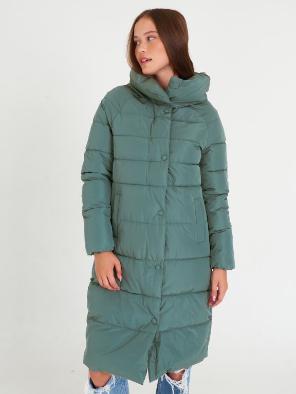 Prošívaná zimní bunda s vysokým límcem