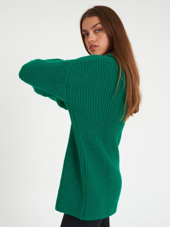 Damski sweter oversize z zamkiem błyskawicznym
