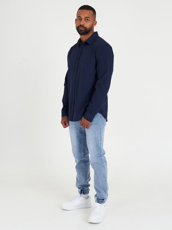 Basic cotton shirt with chest pocket