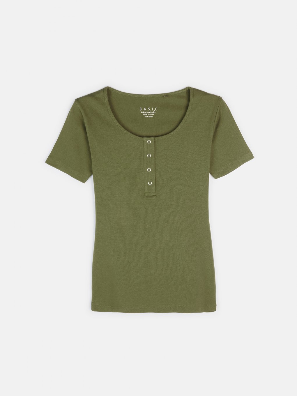 Basic cotton t-shirt with buttons