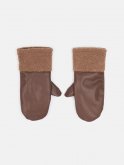 Faux leather warm mittens