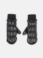 Faux leather mittens
