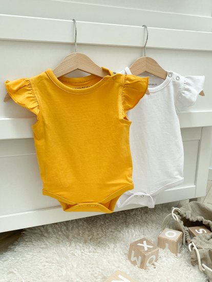 2 pack cotton elastic bodysuit with ruffles