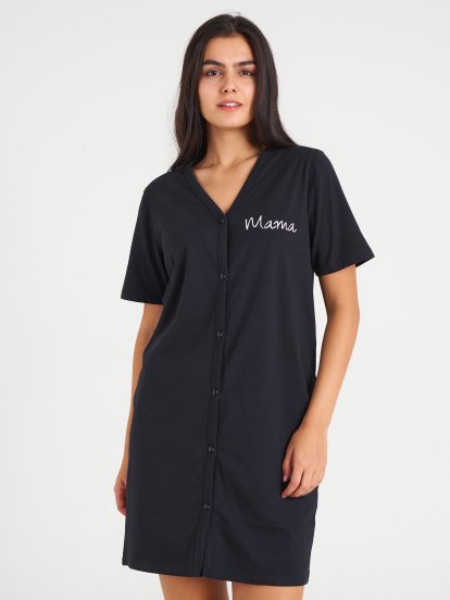 Cotton nightdress with buttons