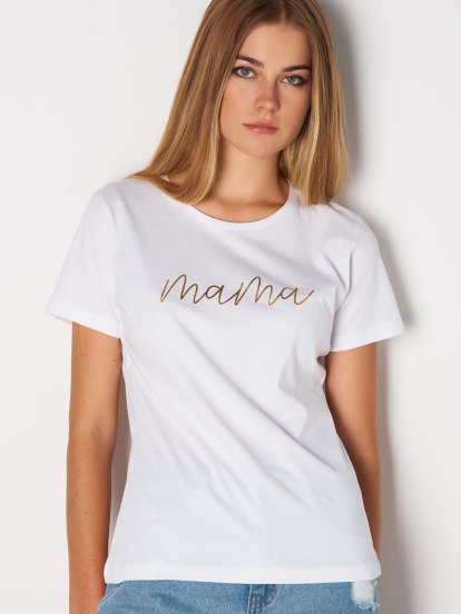 Bavlněné tričko s nápisem MAMA