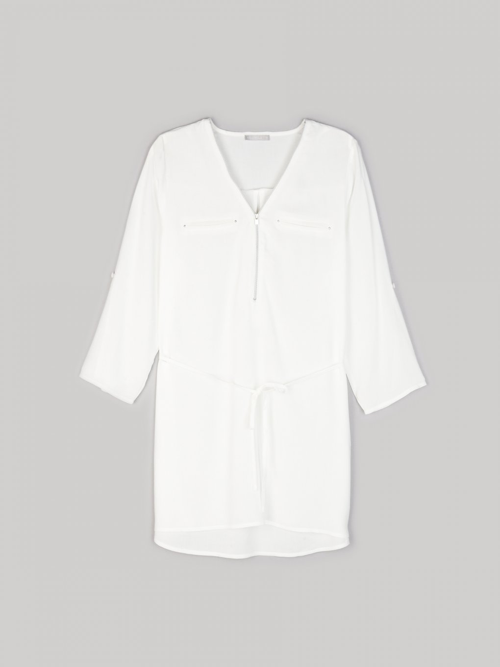 Longline blouse with zipper