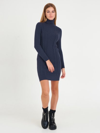 Cable-knit bodycon dress