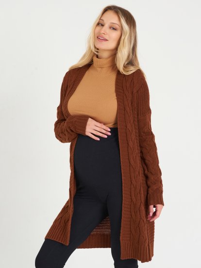 Cable-knit longline cardigan