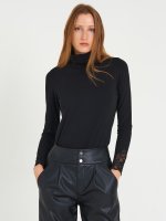 Roll neck t-shirt with sleeve lace detail
