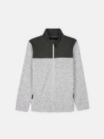 Colour block fleece zip-up sweatshirt