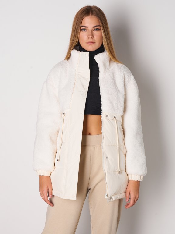 Combined faux fur coat