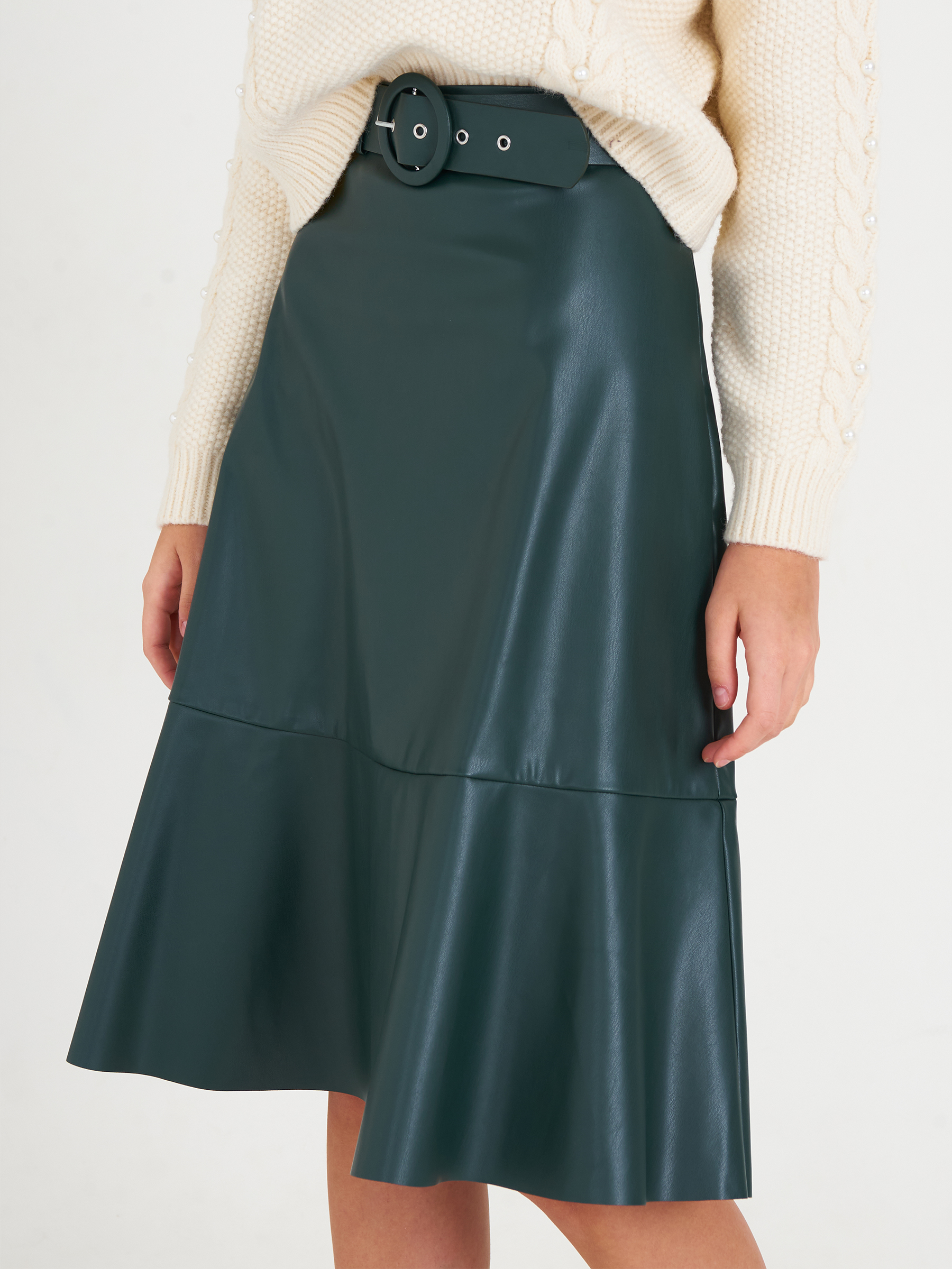 Green faux leather skirt cheap monsoon