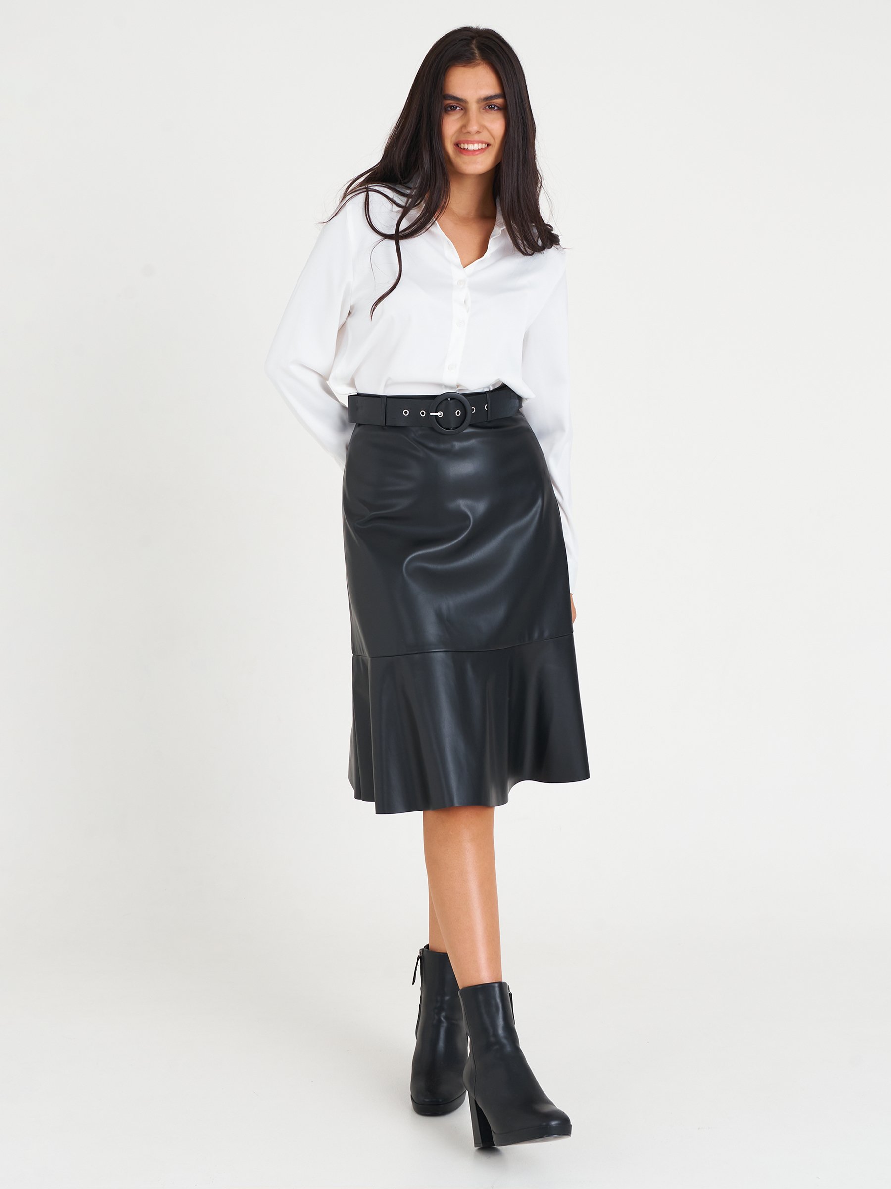 Brick Vegan Leather Midi Skirt – Trèscool
