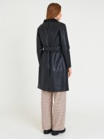 Pile lined faux leather coat