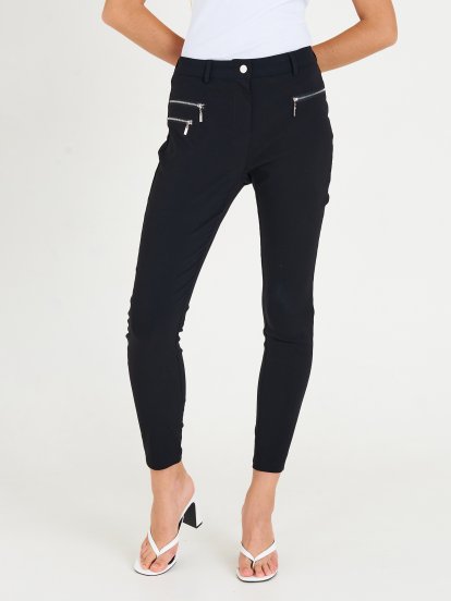 Skinny pants with zippers