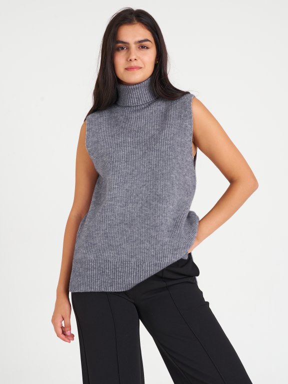 Knitted roll neck vest