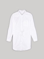Longline tie-waist cotton shirt