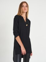 Longline jersey top with button