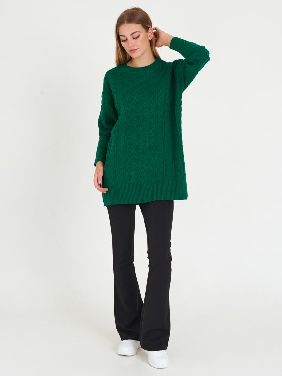 Cable-knit oversized pullover