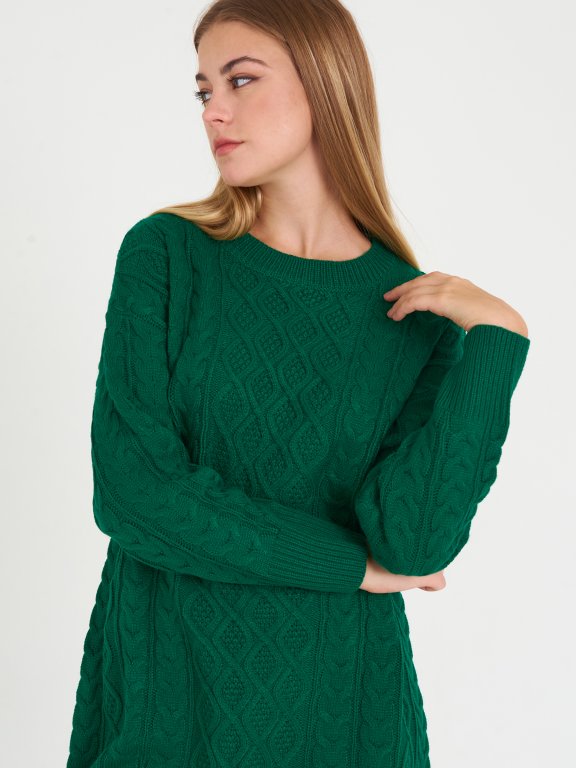 Oversize pulóver kötött mintával