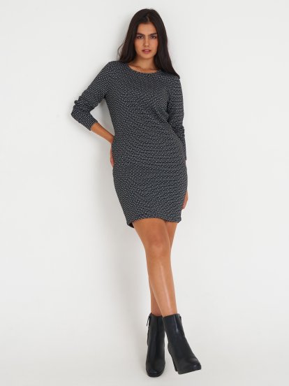 Knitted jacquard dress with pockets