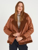 Faux fur lined oversized aviator jacket