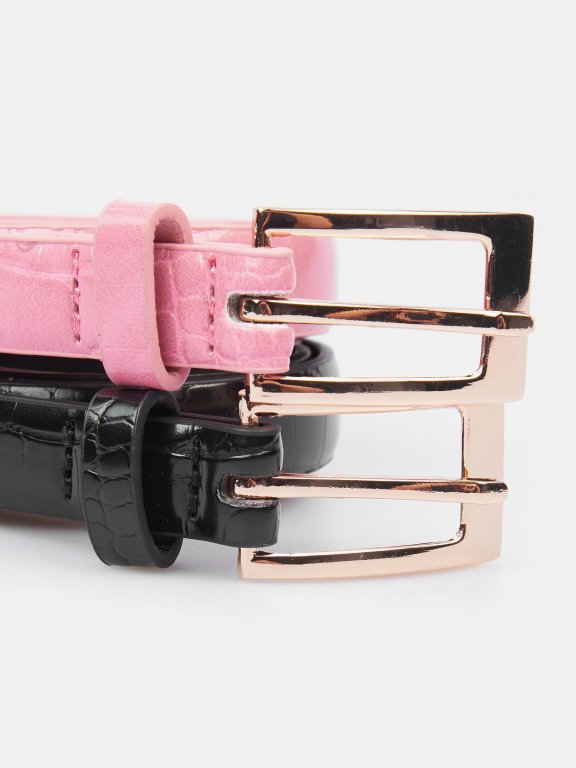 2 pack faux croc leather belts