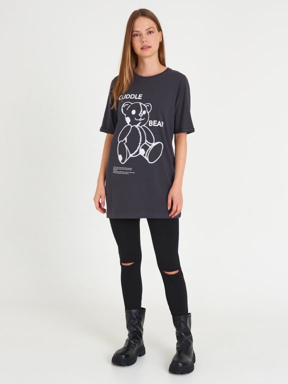 Bavlnené dámske tričko oversize s grafickou potlačou