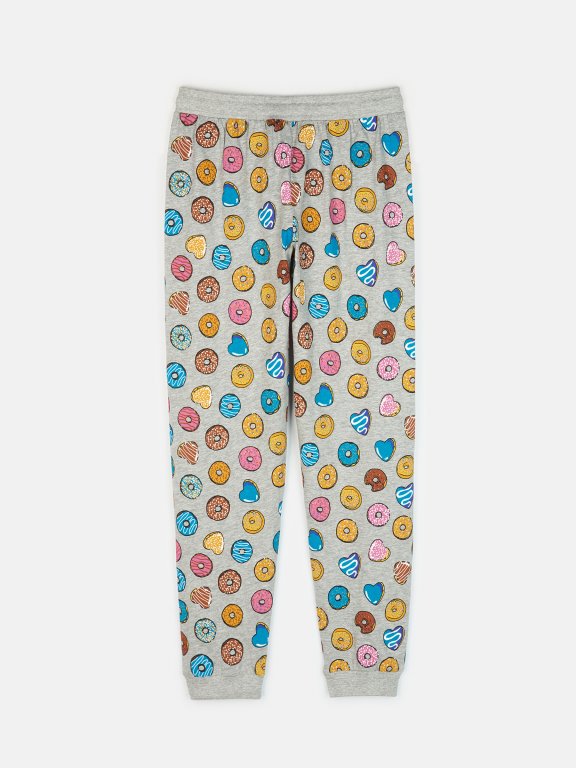 Donuts print cotton pyjama bottoms