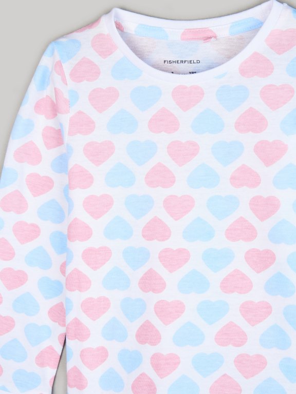 Hearts print cotton pyjama t-shirt