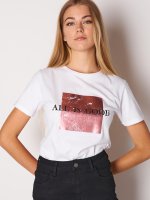 Metallic print cotton t-shirt