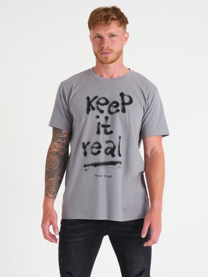 Slogan print cotton t-shirt