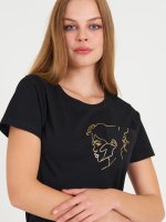 Cotton t-shirt with metallic print