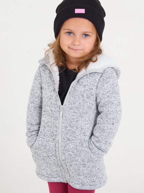 Dívčí přechodná bunda s kapucí a plyšovou podšívkou