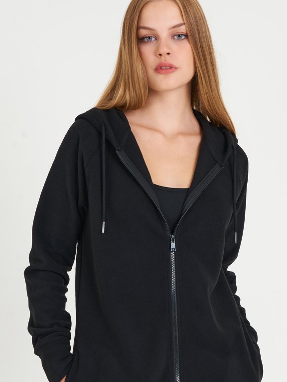 Longline fleece zip-up hoodie