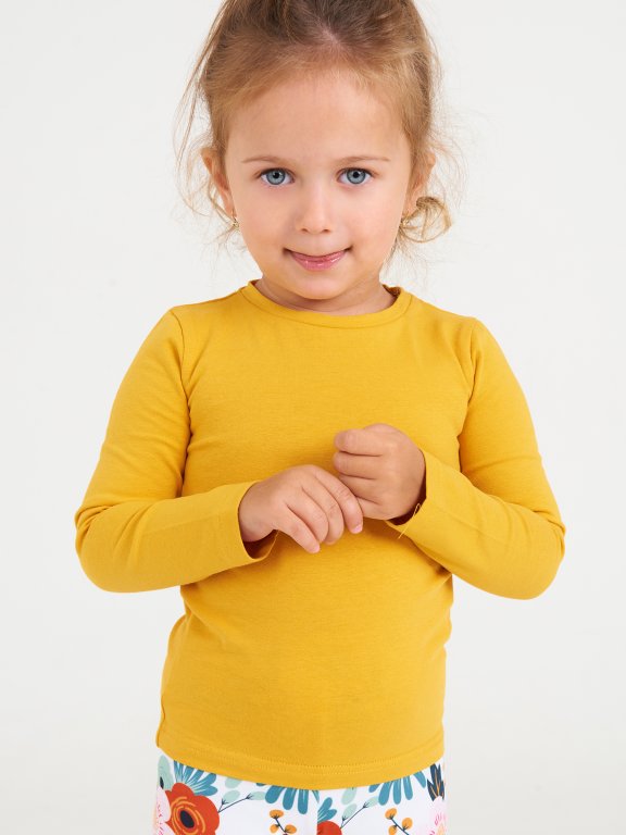 Jednobarevné bavlněné elastické tričko dívčí