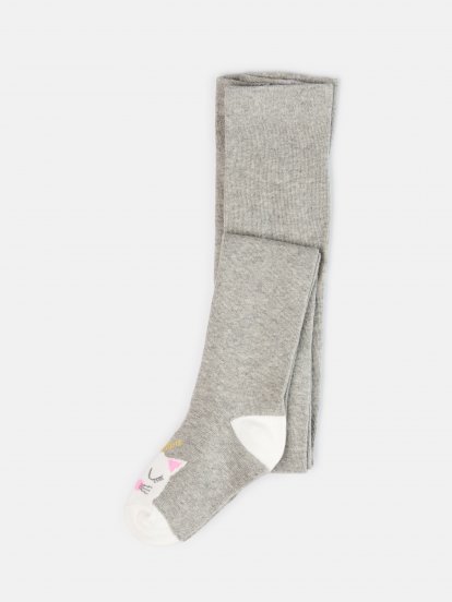 Fine knit tights with cat design
