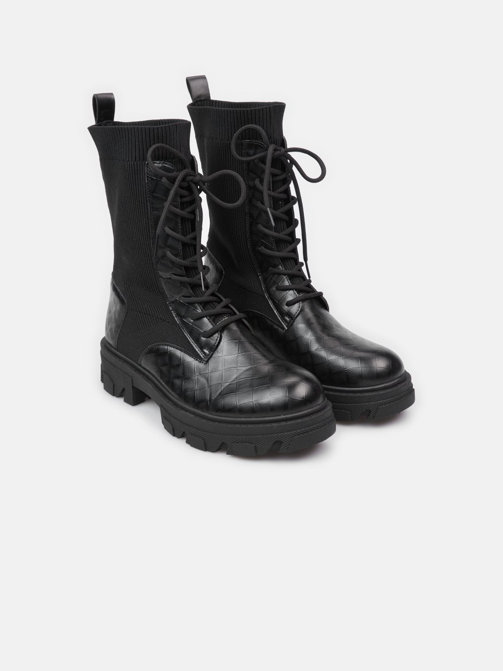 Combined lace up combat boots