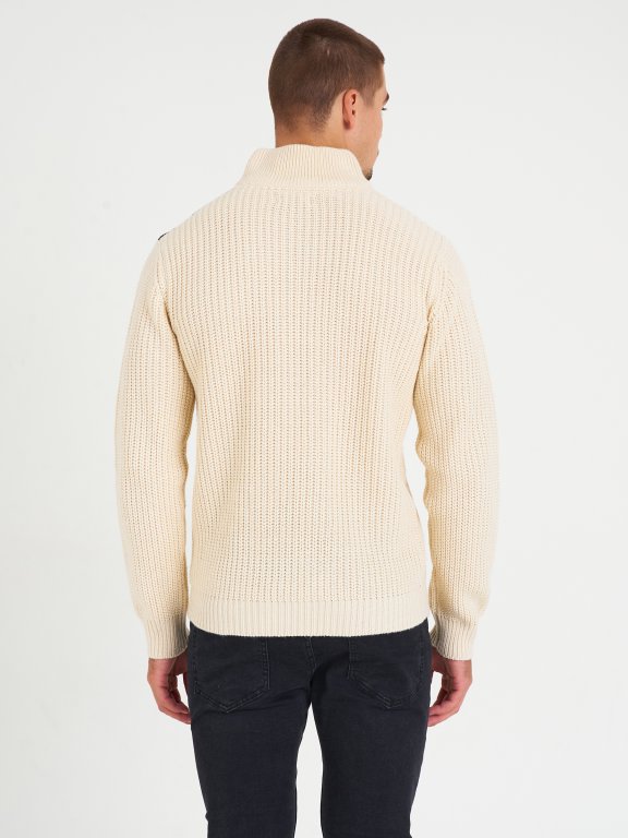 Combined ribbed pullover